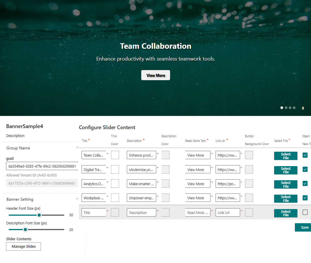 SharePoint Banner Webpart Configuration